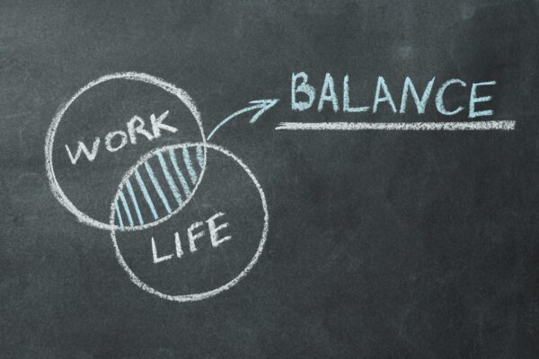 Work-life balance concept, drawing on a blackboard.